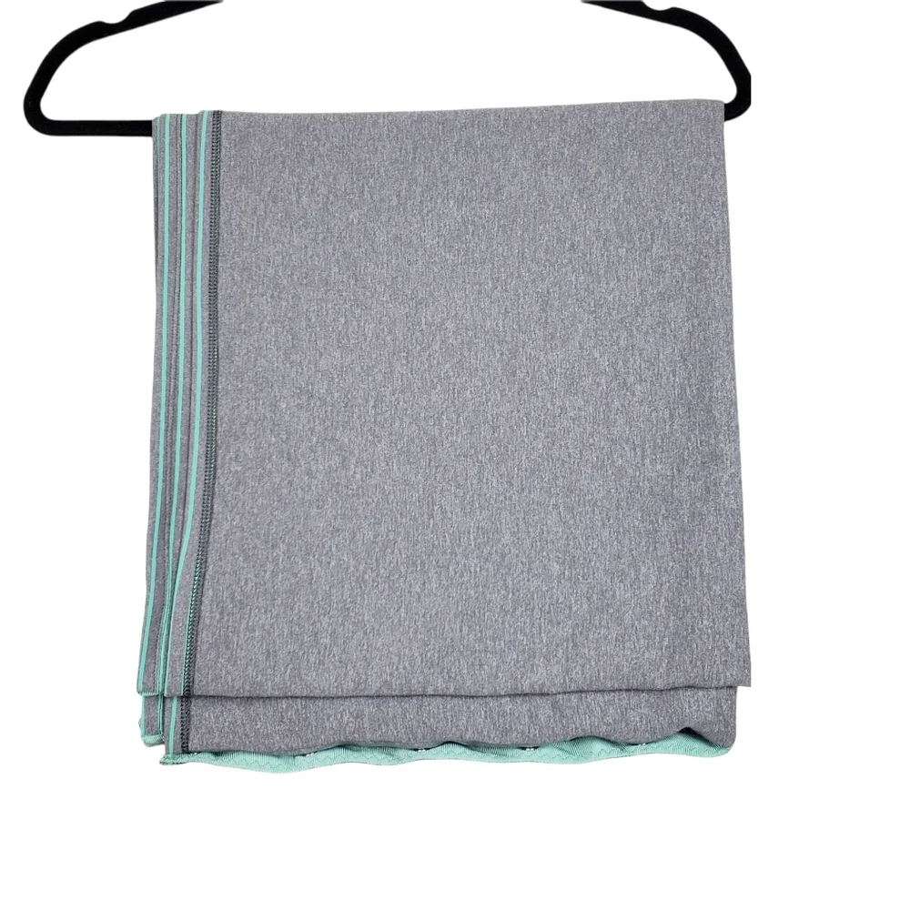 Lululemon Athletica Vinyasa Grey Mint Green Stripe Snap Button Scarf Size OS